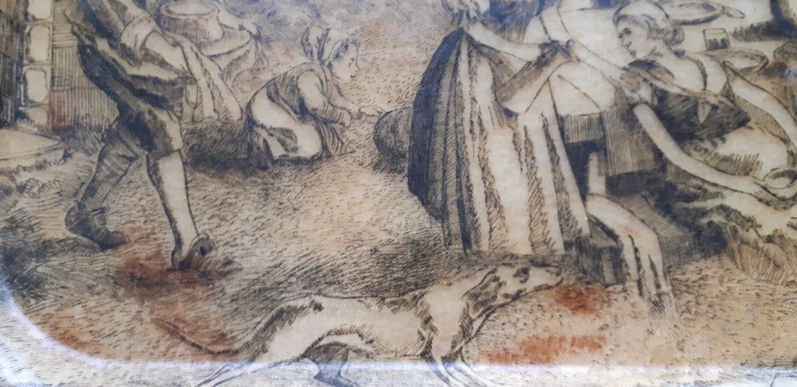 Fiberglass top with grey canvas pattern