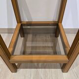 Vintage wood and glass side table – Graphic design – 1970s/1980s