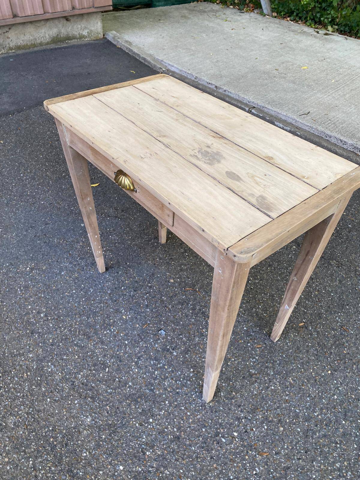 Renovated Parisian desk in raw solid wood 1950 - 80x45cm