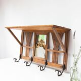 Antique French coat rack with mirror in art deco style circa 1930