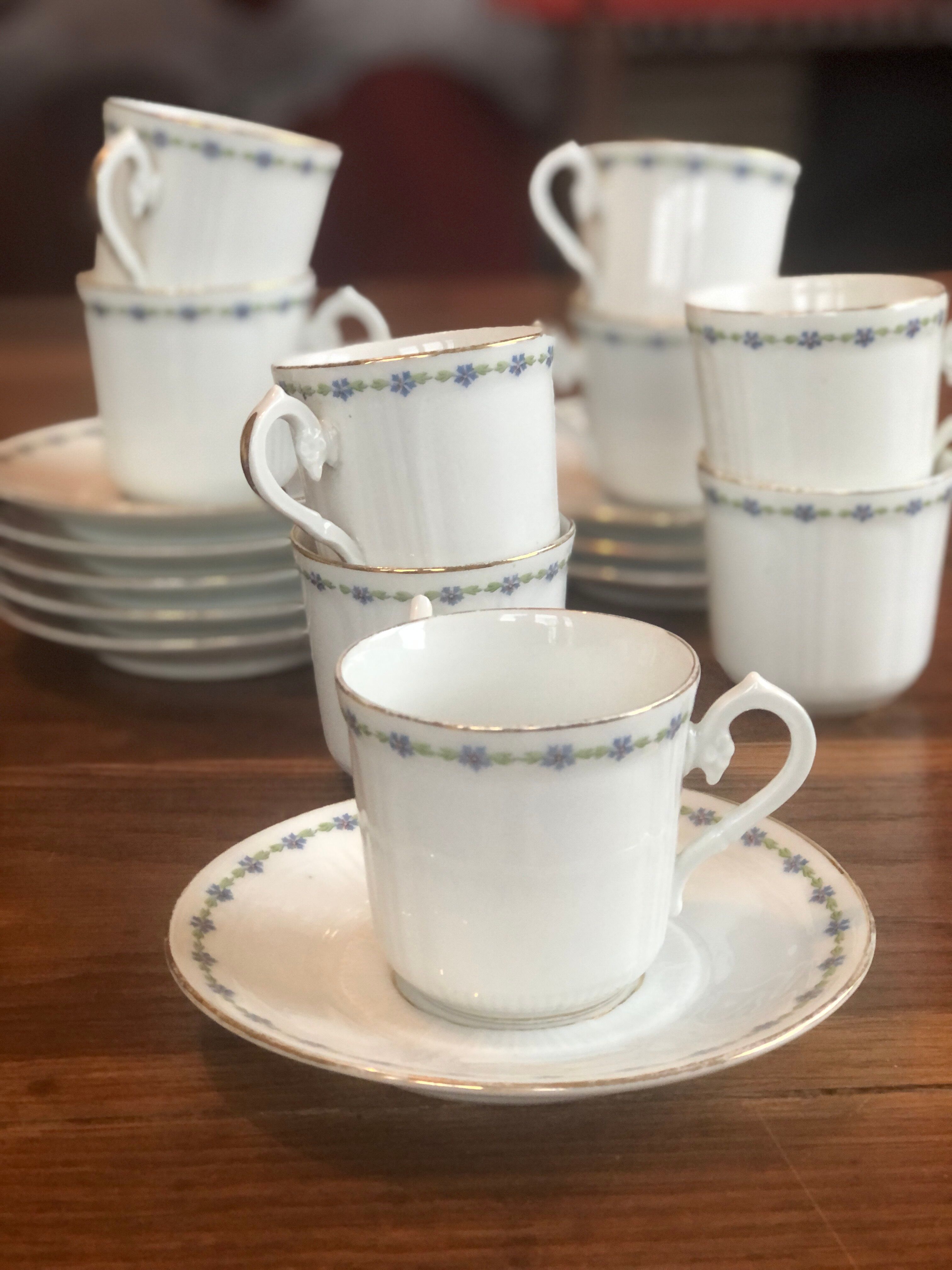 Set of 9 cups and old saucers from Limoges