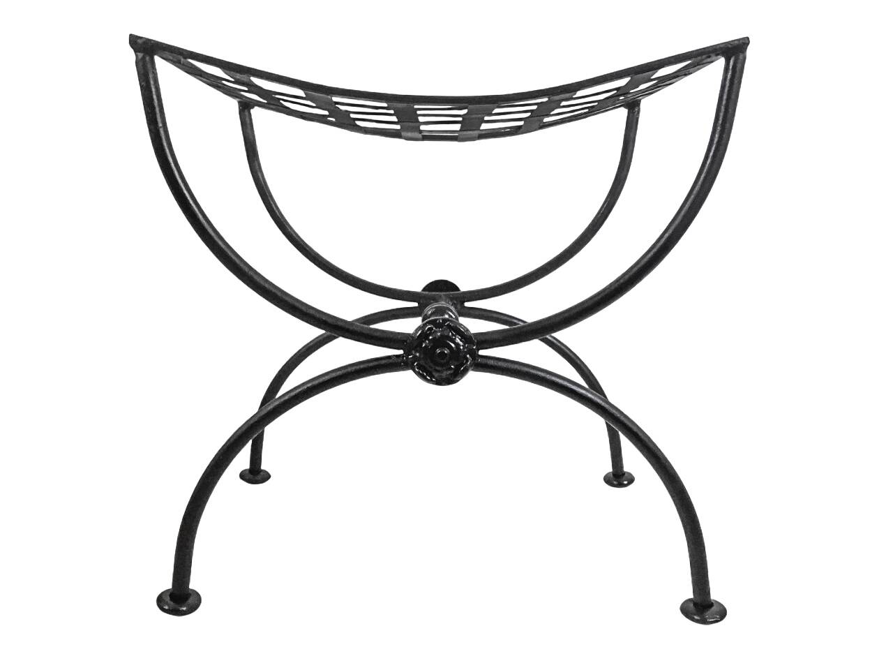 Pair of curule stools - Wrought iron - Vintage 20th century Excellent condition