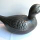 Old vintage terrine: blackened ceramic moorhen, CAUGANT production