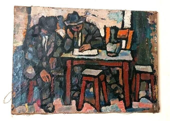 Oil on canvas by Ferruccio Ferri - 1930s - "Sleeping Men" from the Syracus period