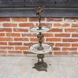 Antique Art Nouveau display stand in bronze and porcelain