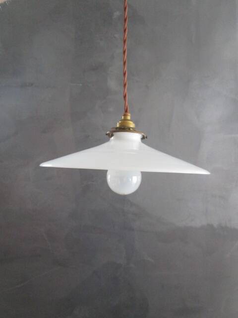 Antique white opaline pendant light