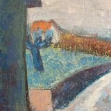 Old painting, urban landscape, signed and dated 80