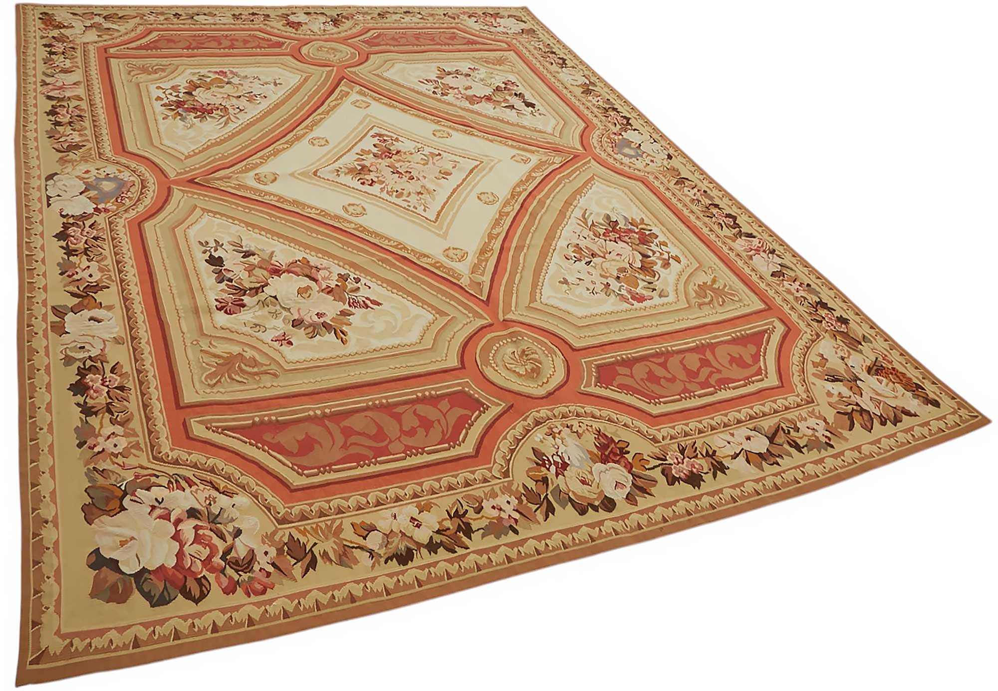 Handmade European Vintage Aubusson Kilim 235 cm x 336 cm