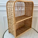 Rattan and light bamboo shelf 60s-70s