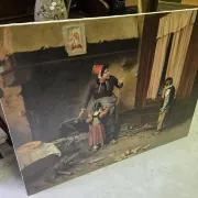 Very large oil on canvas – “La Remontrance” – Signed Valli - 20th century