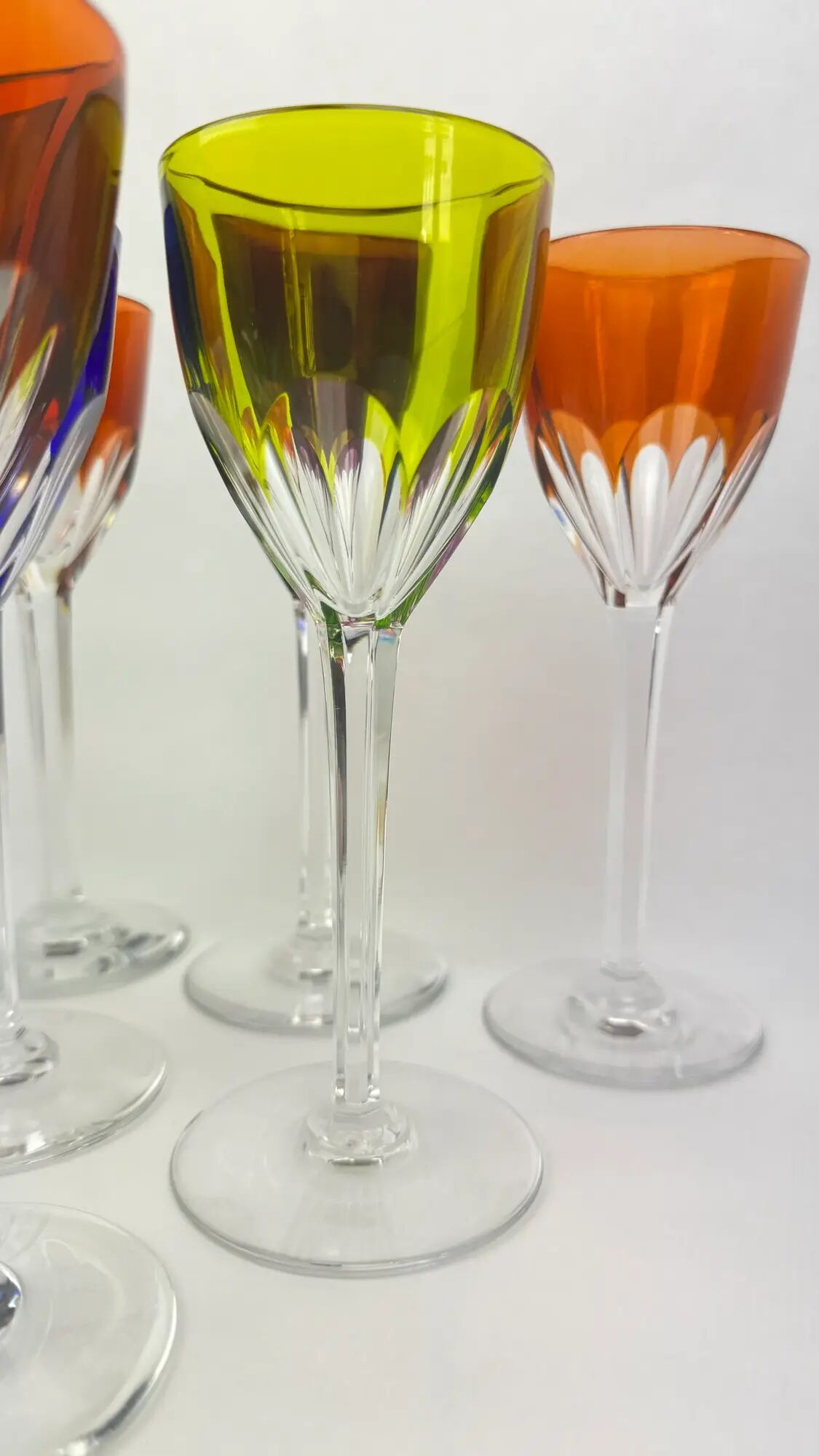 Baccarat, 6 verres Genova en cristal double couleur, 19 cm