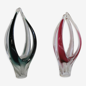 Vases Alien par Paul Kedelv pour Flygsfors, Suède, 1960s, Set de 2