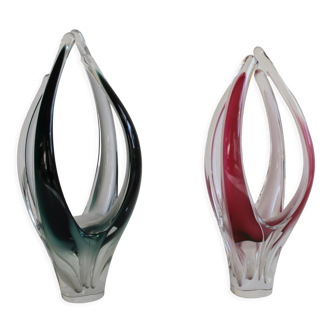 Vases Alien par Paul Kedelv pour Flygsfors, Suède, 1960s, Set de 2