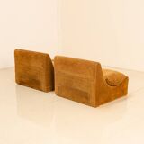 Pair of "Orbis" armchairs in brown velvet by Luigi Colani for Cor 60