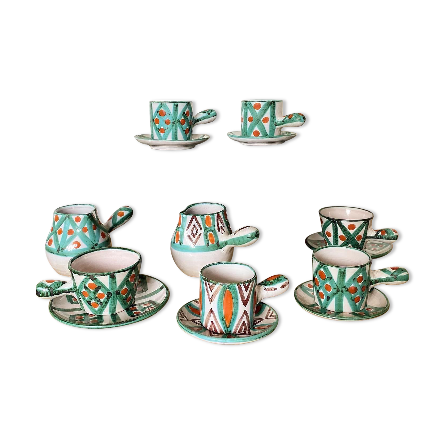 Coffee service Antoine Fazio Vallauris 14 pieces
