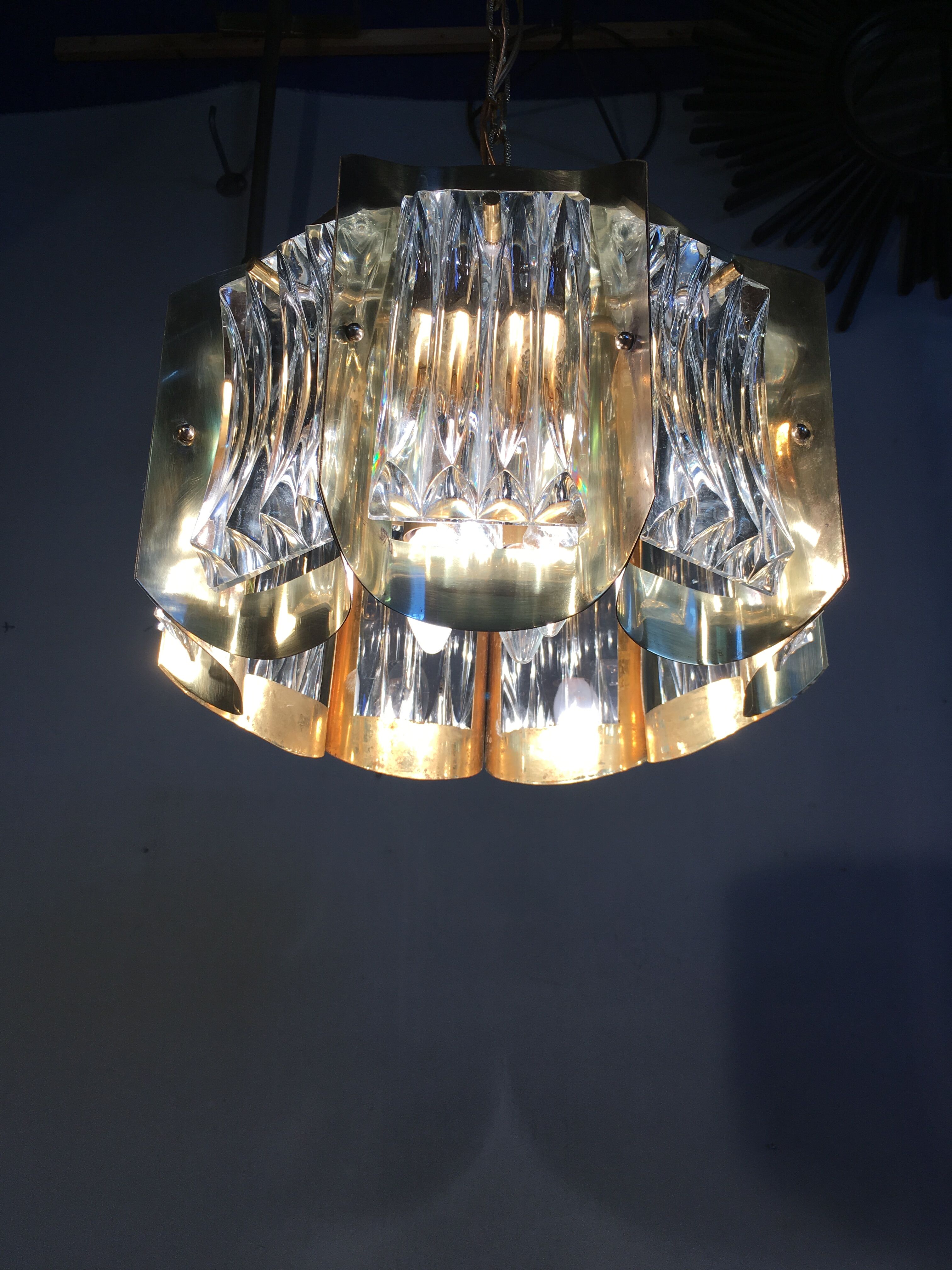 Art deco brass chandelier