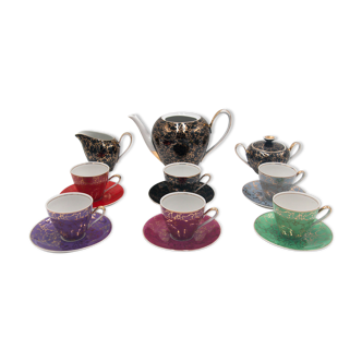 colorful coffee service, Ćmielów, 1960s