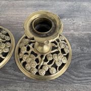 Paire de Bougeoirs Art Nouveau en Bronze Doré