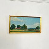Original Swedish Oil on Canvas – “Landscape with Farms” by Schörström