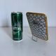Vintage 1960 barber mirror, shaving or travel, gold and blue - 16 x 11 cm