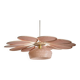 Suspension Fleur en Rotin et Lin Rose et Globe vintage en verre de Clichy