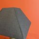 Brass shell socket lamp from the 1st WW, black pyramidal lampshade in Carlucci linen.