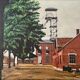 1930s French oil painting on canvas, industrial site with mine in Northern France