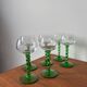 Set of green twisted stem white wine glasses – blown glass