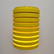 Pop Art Yellow Louvered Cylinder Pendant Lamp, Scandinavia, circa 1970