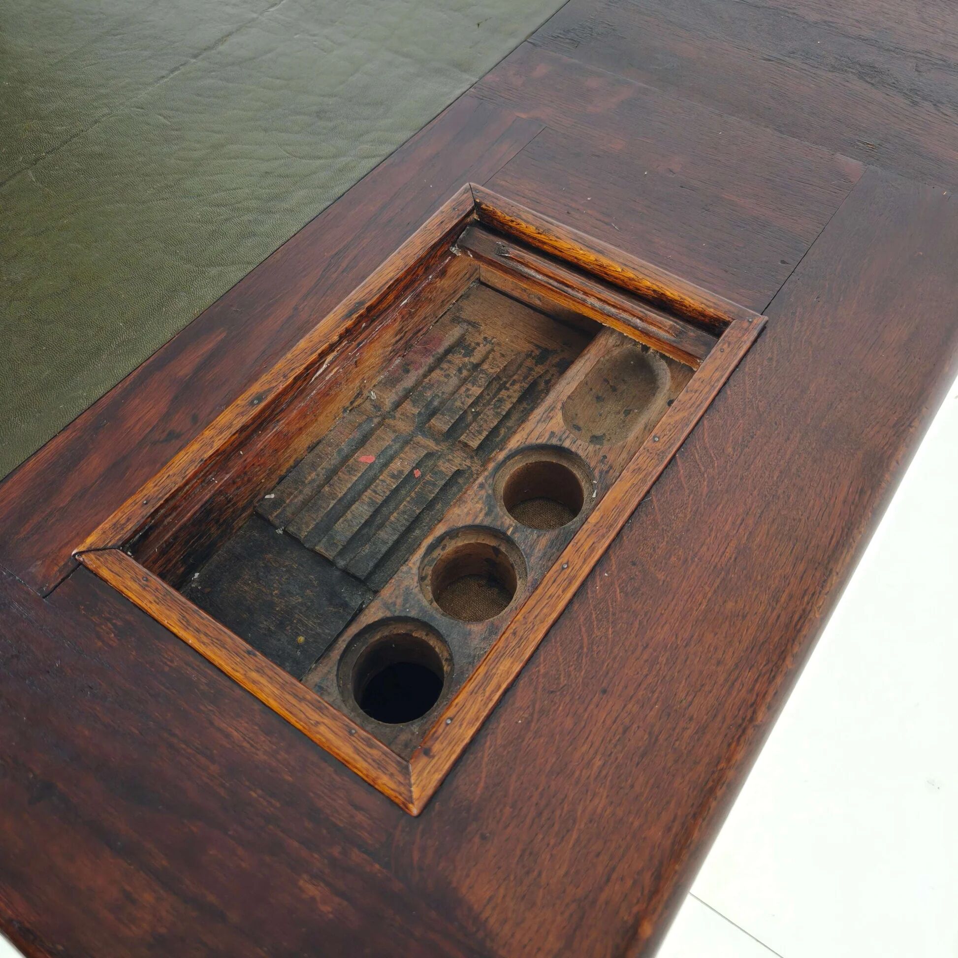 Antique oak writing desk by Stolzenberg – tambour roll top desk – c1880