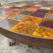 Roche Bobois in 1970s ceramic and wrought iron round coffee table