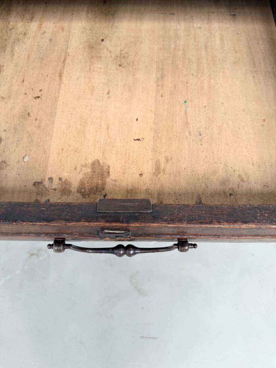 19th century walnut drapery table 2m1