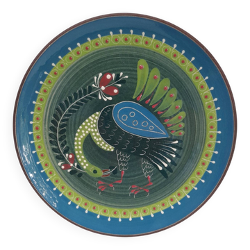 Assiette murale oiseau folklorique