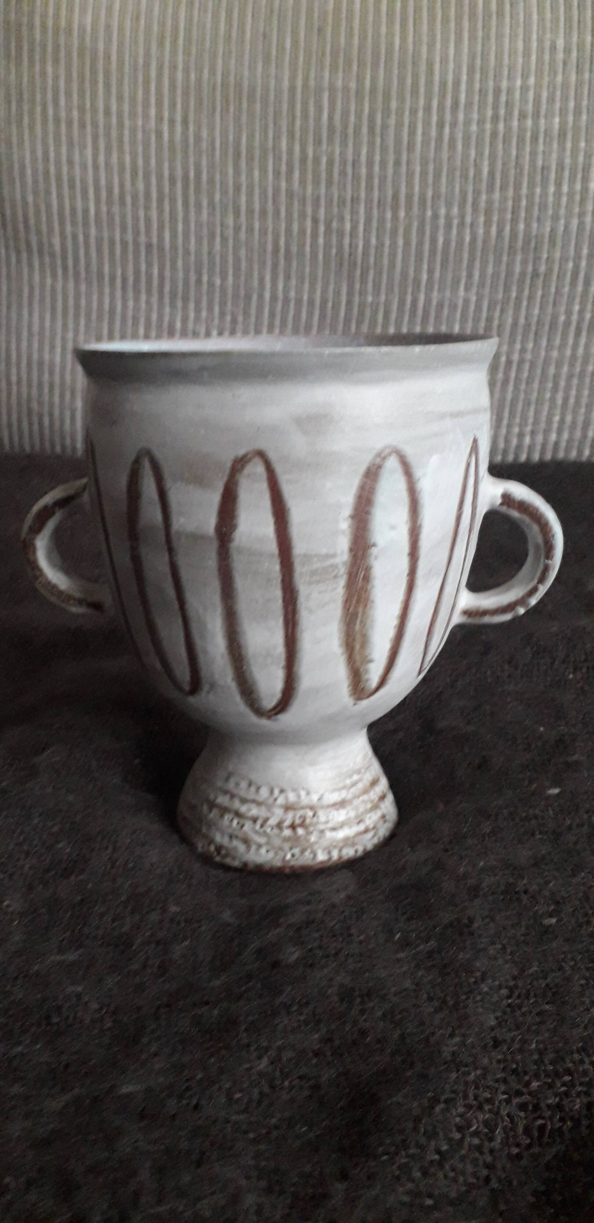 Vintage signed ceramic vase from Vallauris