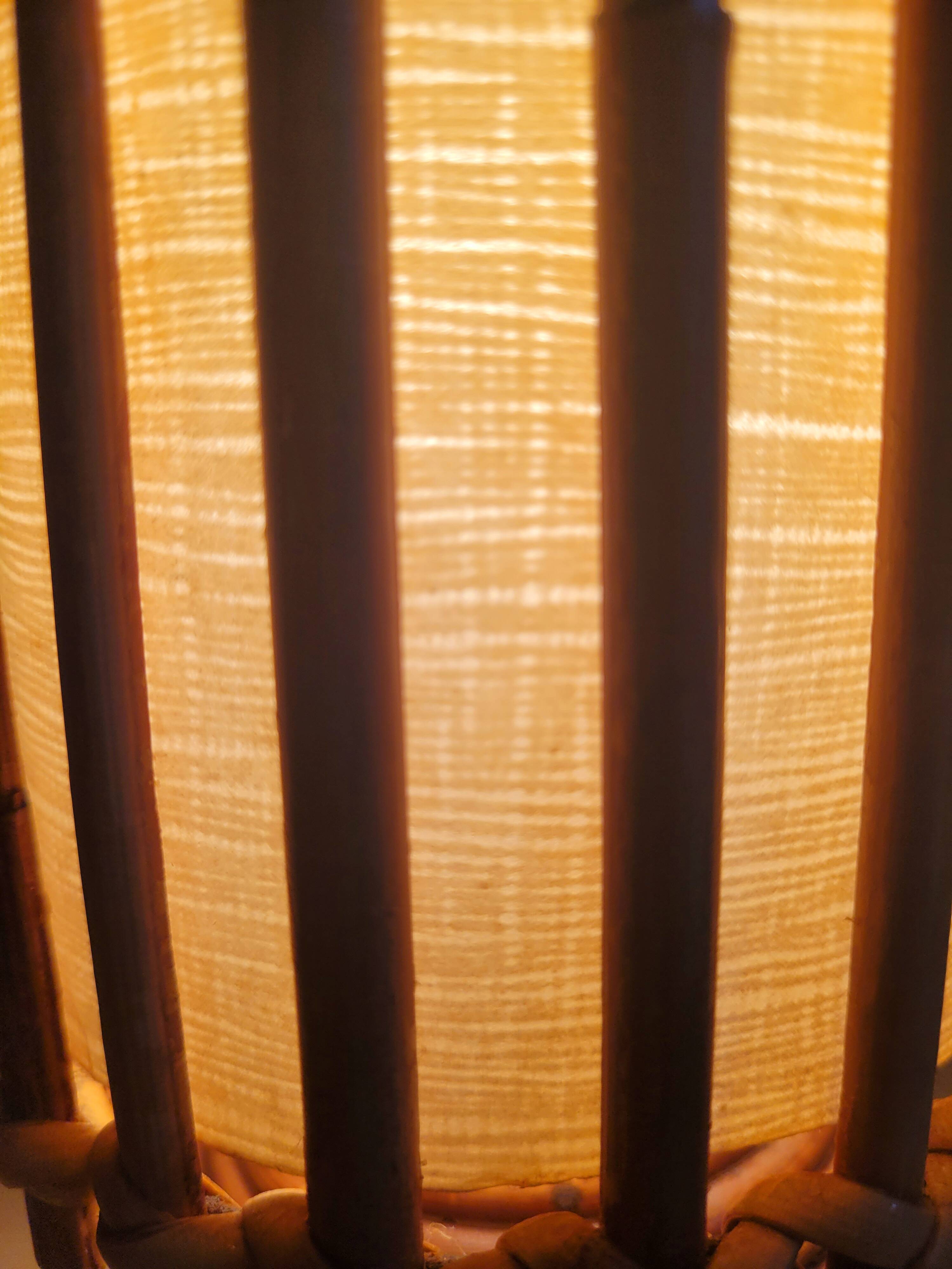 Old vintage Louis Sognot rattan lamp from the 50s and 60s