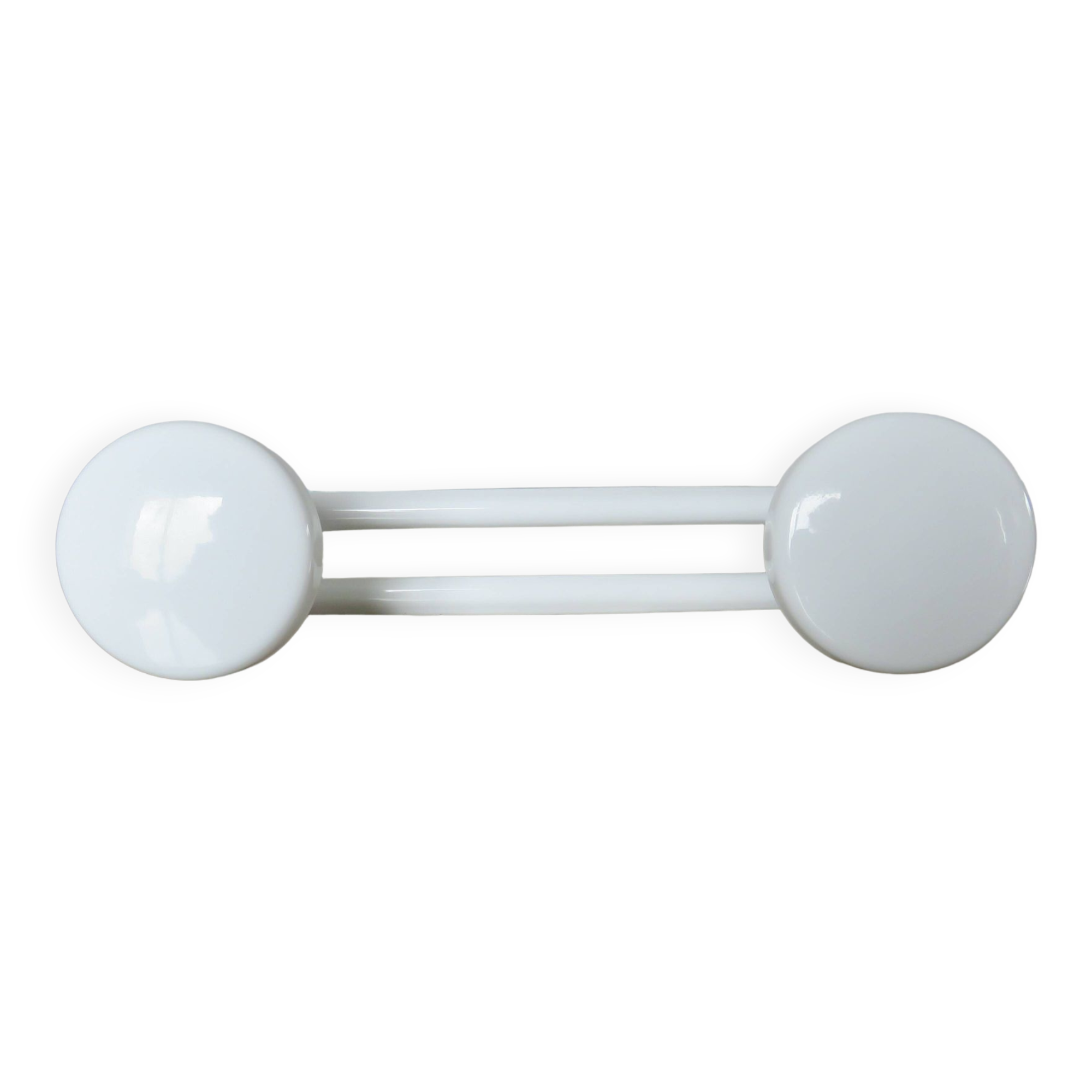 White lacquered metal coat rack with 2 hooks from the 70s