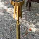 Vintage floor lamp in gilded brass with 5 glass tulips from the 50s