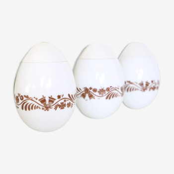 Trio of opaline 'egg' candy boxes