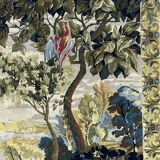 Wall tapestry with landscape and bird decoration, 20th century