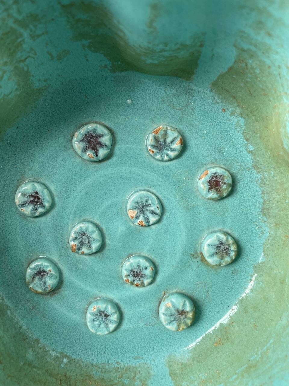 Blue and pink ceramic dish