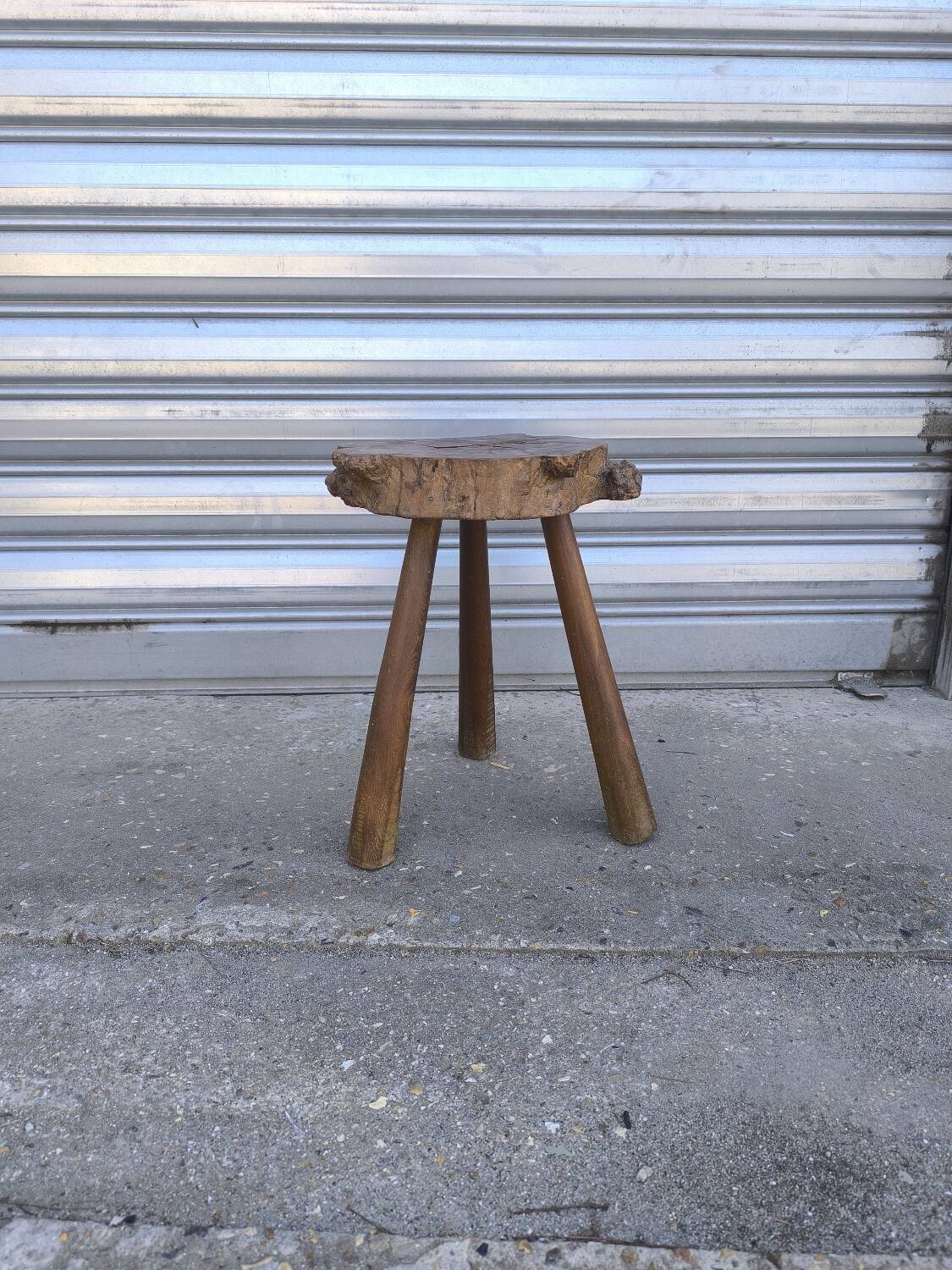Solid elm tripod stool