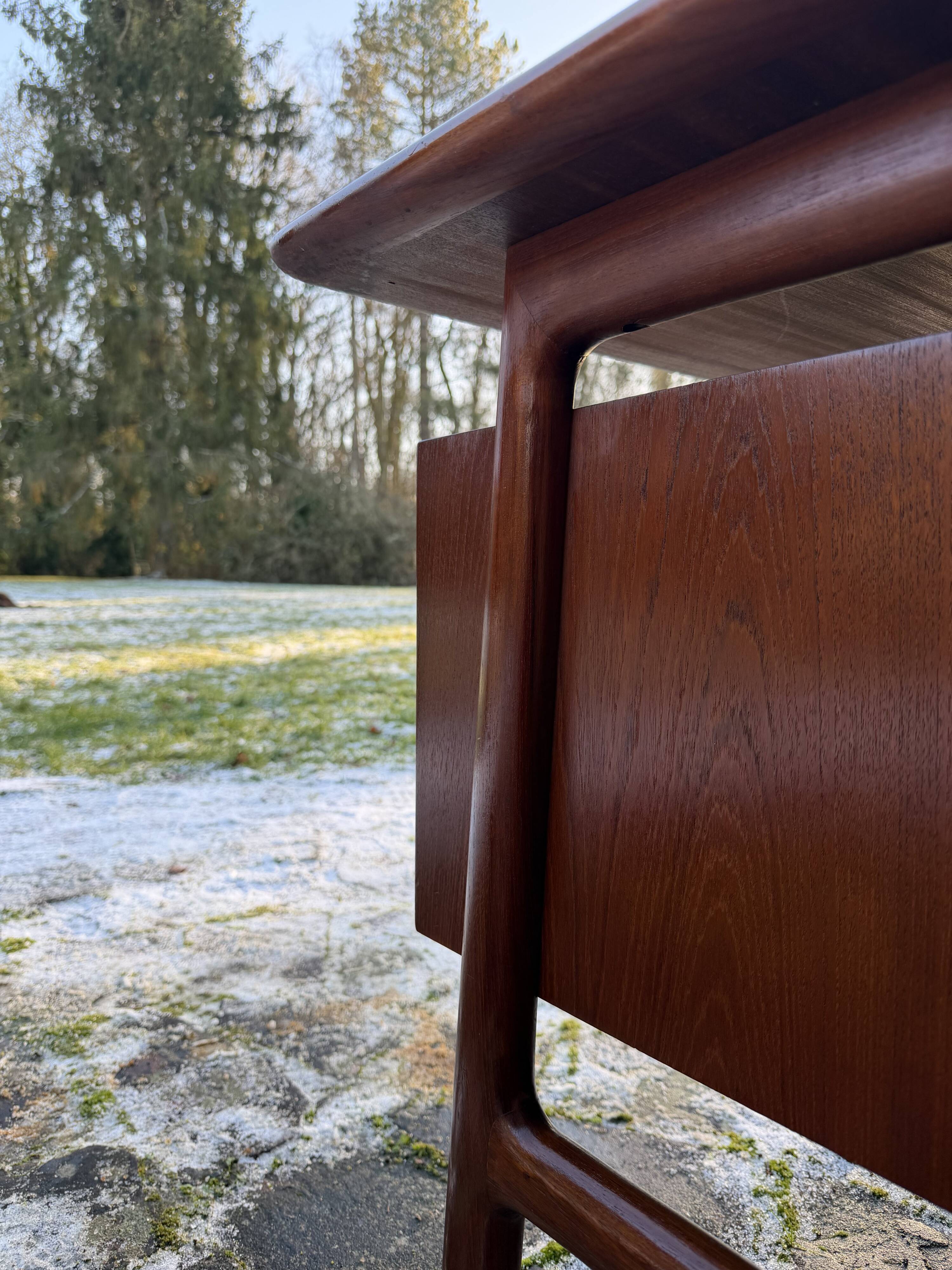 Danish teak desk Gunni Omann no. 75 from the 1960s.