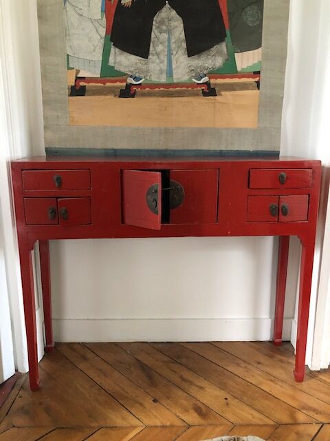 Chinese red lacquered console early twentieth century