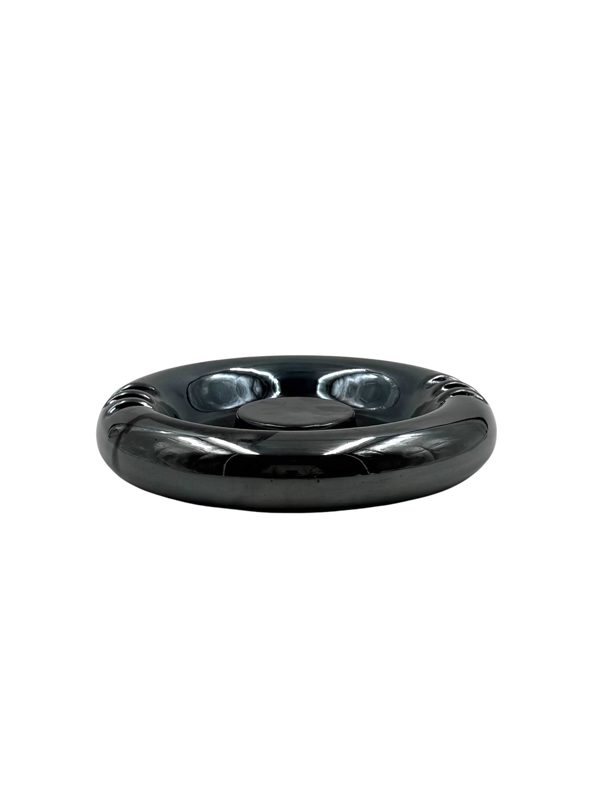 Space age blue iridescent ceramic ashtray / vide poche, Italy 1970s