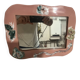 Vintage floral pink ceramic framed mirror signed St-Avit Francalat.