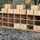 Commode allemande, bureau comptoir en pin 21 tiroirs