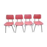 4 chairs metal skaï red, 1950