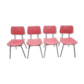 4 chairs metal skaï red, 1950