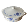 Saint-Amand vintage earthenware tureen, blue stencil pattern