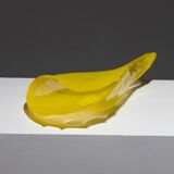 Yellow murano glass shell bowl, luigi mellara, 1970s